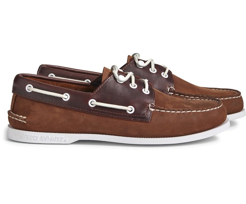 Sperry Cloud Authentic Original 3-Eye Leather Boat Shoes - Men's Boat Shoes - Brown/Brown [WJ6425370